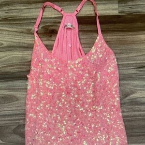 Sequin Racerback Camisole in Pink